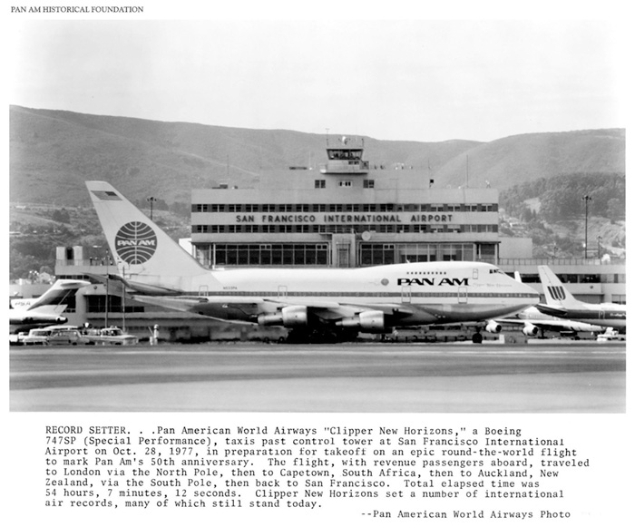 747 SP Record Setter: Clipper New Horizons at San Francisco, preparing for Pan Am's 50th Anniversary Flight around the Poles