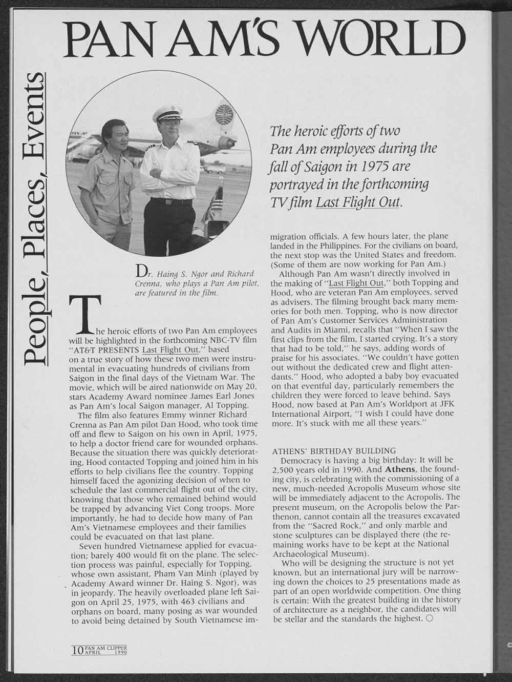 Al Topping Pan Ams World in April 1990 Pan Am Clipper Magazine p. 10 