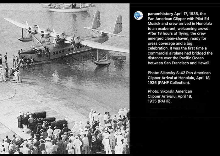 April 18, 1935 Pan American Clipper in Hawaii after epic survey flight.