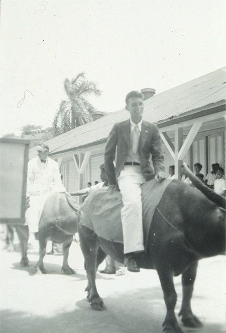 Bill Taylor  in1935 Water Buffalo parade, Agana, Guam.