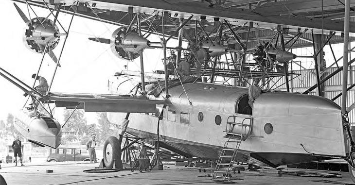 Pan Am S-40 Clipper in Miami hangar for maintenance, courtesy of Miami Dade Public Library System Collection