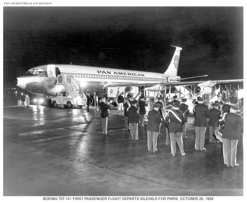 First Passenger flight of Pan Ams 707 from Idlewild to Paris 1958