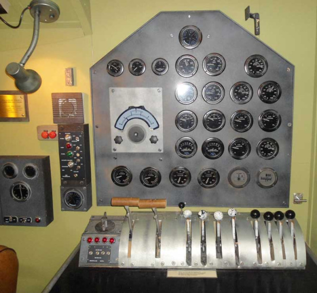 Flight engineer panel: Pan Am Boeing 314 flying boat at Foynes Museum