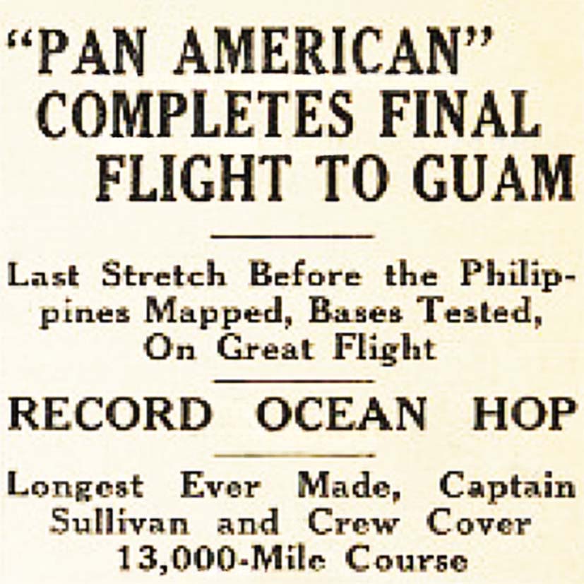 Headline on Pan American Air Ways cover page Sept Oct 1935 ( PAHF collection)