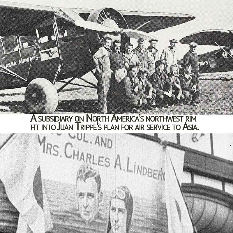 Pan Am in Alaska, Pacific Alaska ground crew with Fairchilds 1932.  Lindberghs in Alaska during Asia Survey 1931.