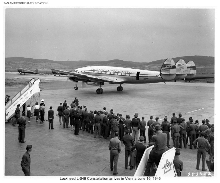 Pan Am Lockeheed Constellation Clipper London, arriving in Vienna in 1946