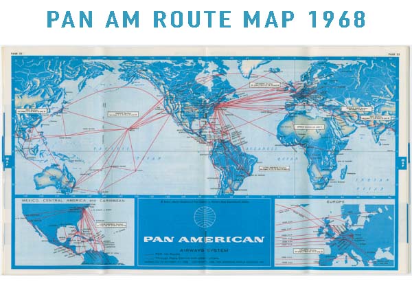 Pan Am Route Map 1968 UMiami Special Collections