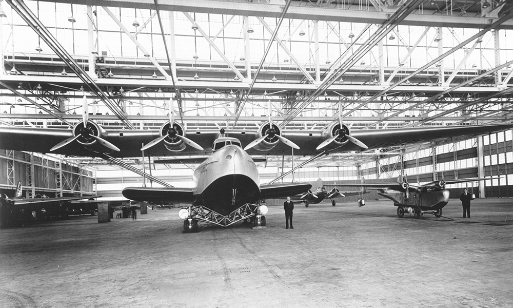 M-156 Russian Clipper & M-162A Tadpole Clipper at Glenn L. Martin Company 1937. Source (PelicanFilms / Martin Marietta)