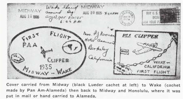 Wake Cachets, Aug. 1935, probably prepared by navigator Fred Noonan (Courtesy of John Johnson).