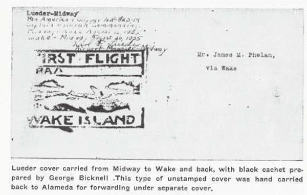 Wake Cachet, Aug. 1935, prepared by George Bicknell, Hand carried (Courtesy John Johnson).